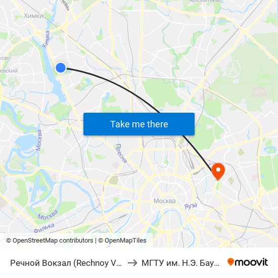 Речной Вокзал (Rechnoy Vokzal) to МГТУ им. Н.Э. Баумана map