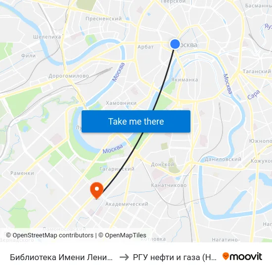 Библиотека Имени Ленина (Biblioteka Imeni Lenina) to РГУ нефти и газа (НИУ) им. И. М. Губкина map