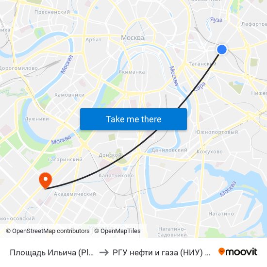 Площадь Ильича (Ploschad Ilyicha) to РГУ нефти и газа (НИУ) им. И. М. Губкина map