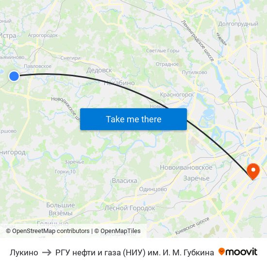 Лукино to РГУ нефти и газа (НИУ) им. И. М. Губкина map