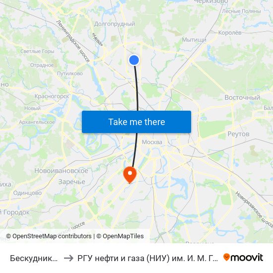 Бескудниково to РГУ нефти и газа (НИУ) им. И. М. Губкина map