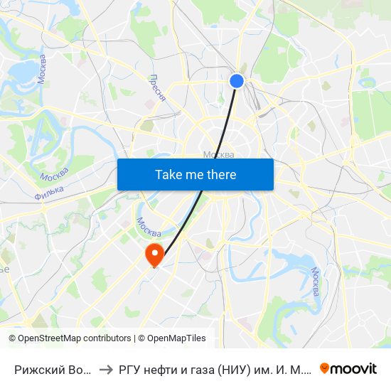 Рижский Вокзал to РГУ нефти и газа (НИУ) им. И. М. Губкина map