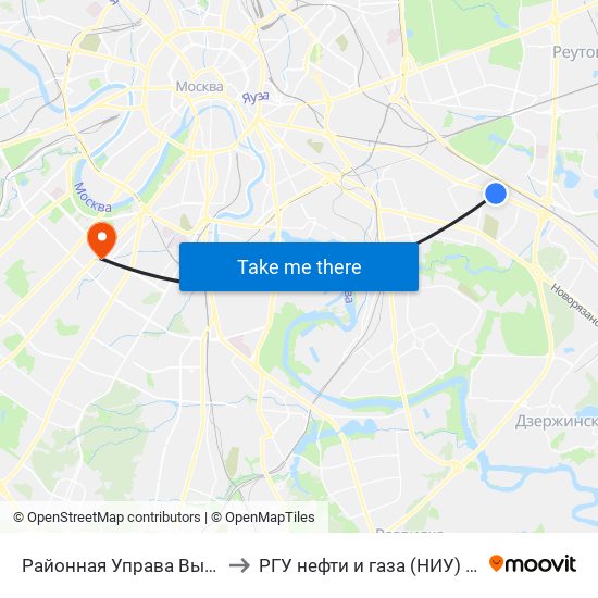 Районная Управа Выхино-Жулебино to РГУ нефти и газа (НИУ) им. И. М. Губкина map