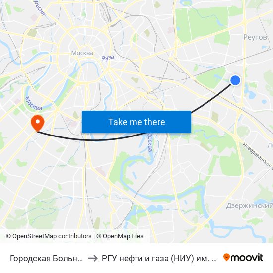 Городская Больница №15 to РГУ нефти и газа (НИУ) им. И. М. Губкина map