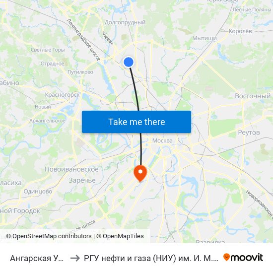 Ангарская Улица to РГУ нефти и газа (НИУ) им. И. М. Губкина map