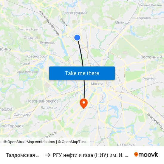 Талдомская Улица to РГУ нефти и газа (НИУ) им. И. М. Губкина map