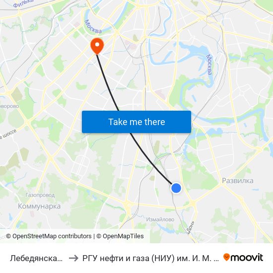 Лебедянская Ул. to РГУ нефти и газа (НИУ) им. И. М. Губкина map