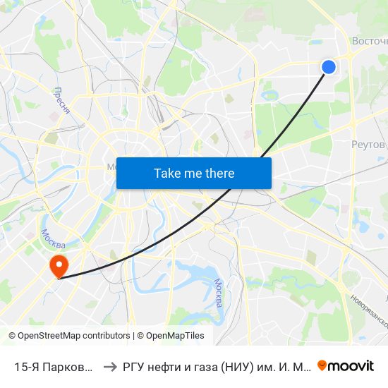 15-Я Парковая Ул. to РГУ нефти и газа (НИУ) им. И. М. Губкина map