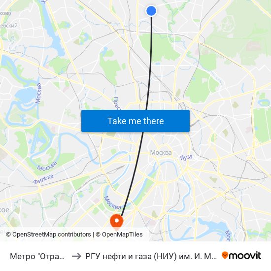 Метро "Отрадное" to РГУ нефти и газа (НИУ) им. И. М. Губкина map