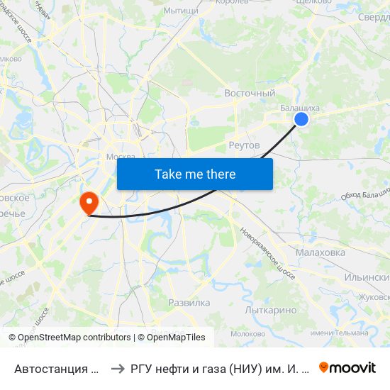 Автостанция Южная to РГУ нефти и газа (НИУ) им. И. М. Губкина map