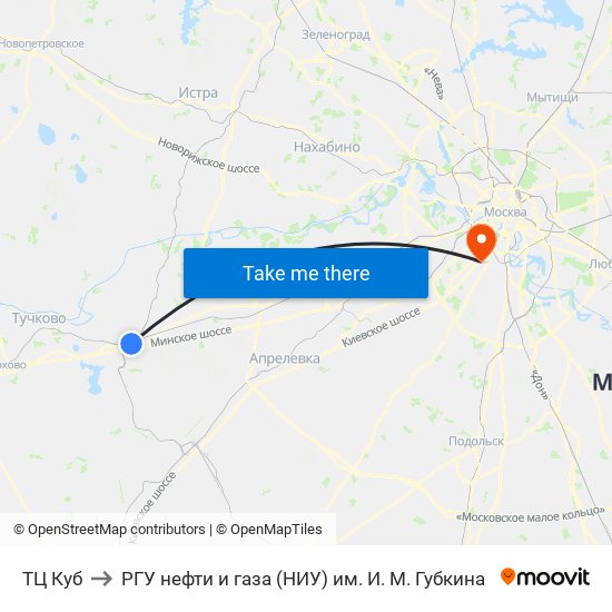 ТЦ Куб to РГУ нефти и газа (НИУ) им. И. М. Губкина map