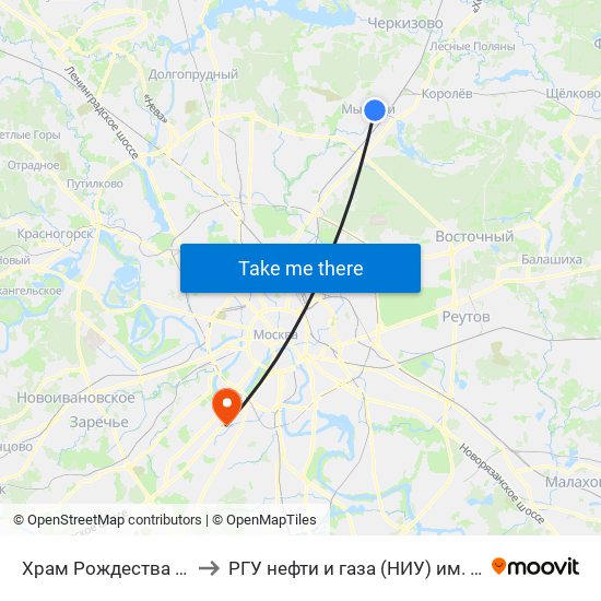 Храм Рождества Христова to РГУ нефти и газа (НИУ) им. И. М. Губкина map