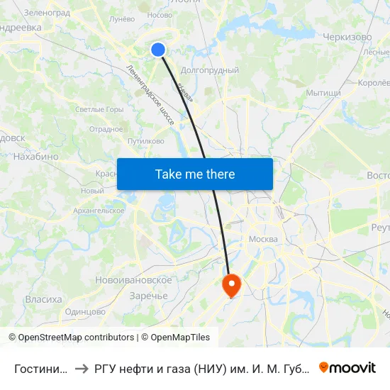 Гостиница to РГУ нефти и газа (НИУ) им. И. М. Губкина map