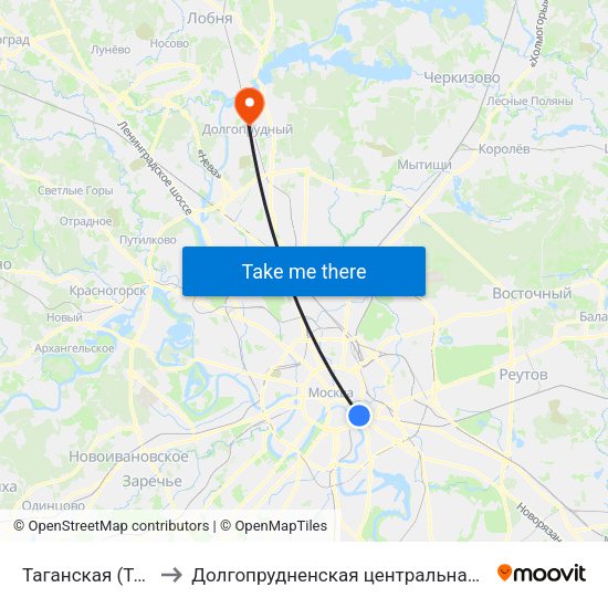 Таганская (Taganskaya) to Долгопрудненская центральная городская больница map