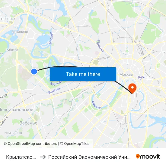 Крылатское (Krylatskoe) to Российский Экономический Университет имени Г. В. Плеханова map