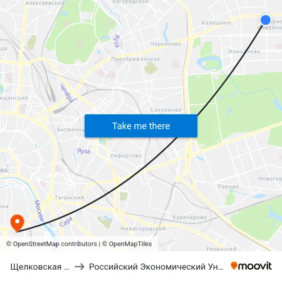 Щелковская (Schelkovskaya) to Российский Экономический Университет имени Г. В. Плеханова map