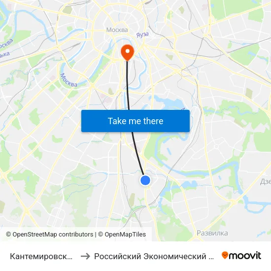Кантемировская (Kantemirovskaya) to Российский Экономический Университет имени Г. В. Плеханова map