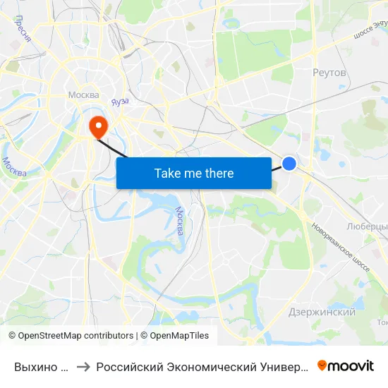 Выхино (Vykhino) to Российский Экономический Университет имени Г. В. Плеханова map