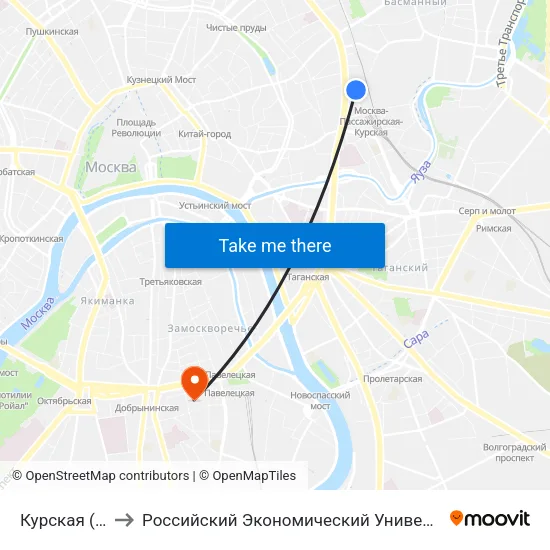 Курская (Kurskaya) to Российский Экономический Университет имени Г. В. Плеханова map