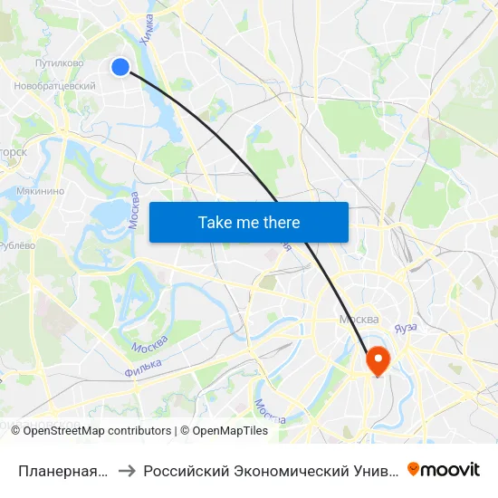 Планерная (Planernaya) to Российский Экономический Университет имени Г. В. Плеханова map