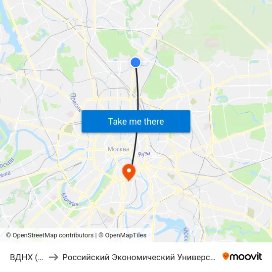 ВДНХ (VDNKh) to Российский Экономический Университет имени Г. В. Плеханова map