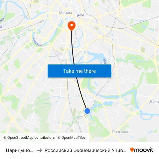 Царицыно (Tsaritsyno) to Российский Экономический Университет имени Г. В. Плеханова map