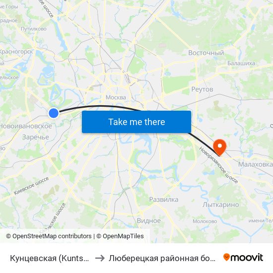Кунцевская (Kuntsevskaya) to Люберецкая районная больница №2 map