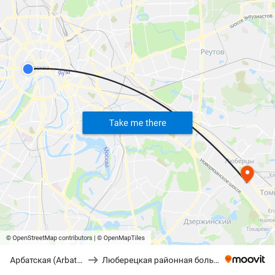 Арбатская (Arbatskaya) to Люберецкая районная больница №2 map