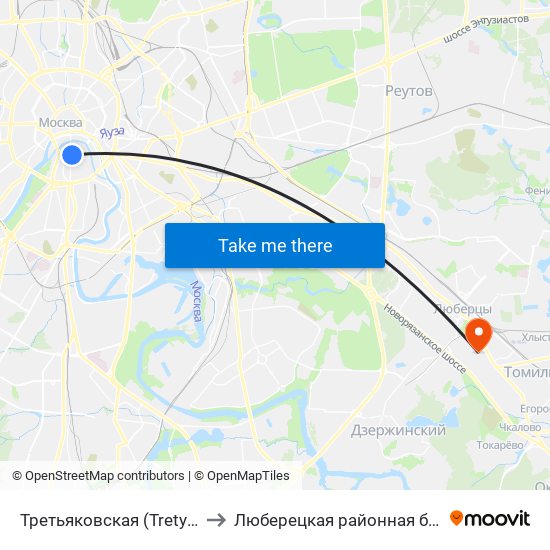 Третьяковская (Tretyakovskaya) to Люберецкая районная больница №2 map