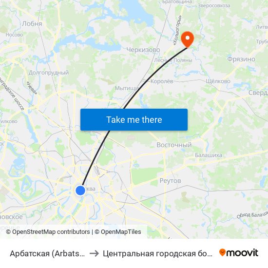 Арбатская (Arbatskaya) to Центральная городская больница map
