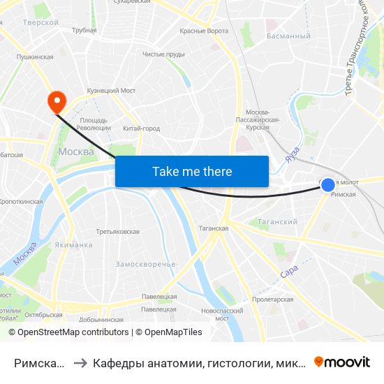 Римская (Rimskaya) to Кафедры анатомии, гистологии, микробиологии академии им. И. М. Сеченова map