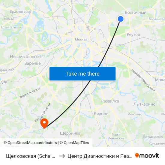 Щелковская (Schelkovskaya) to Центр Диагностики и Реабилитации map