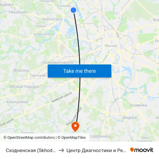 Сходненская (Skhodnenskaya) to Центр Диагностики и Реабилитации map