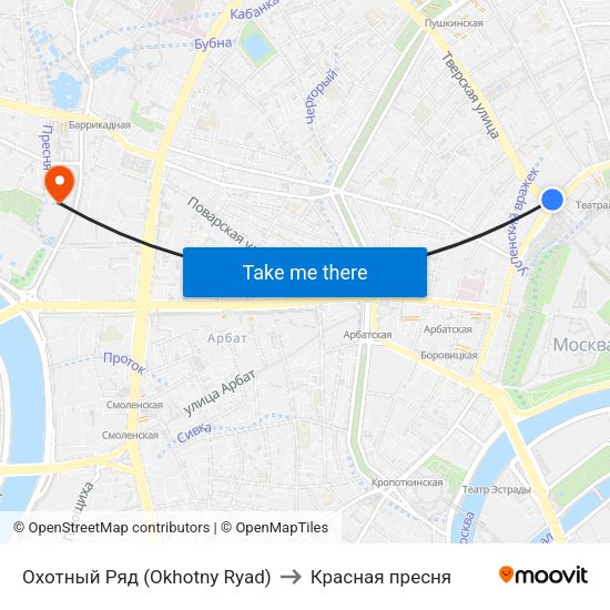 Охотный Ряд (Okhotny Ryad) to Красная пресня map