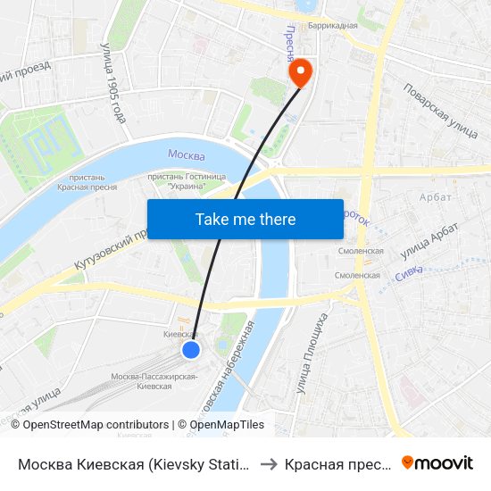 Москва Киевская (Kievsky Station) to Красная пресня map