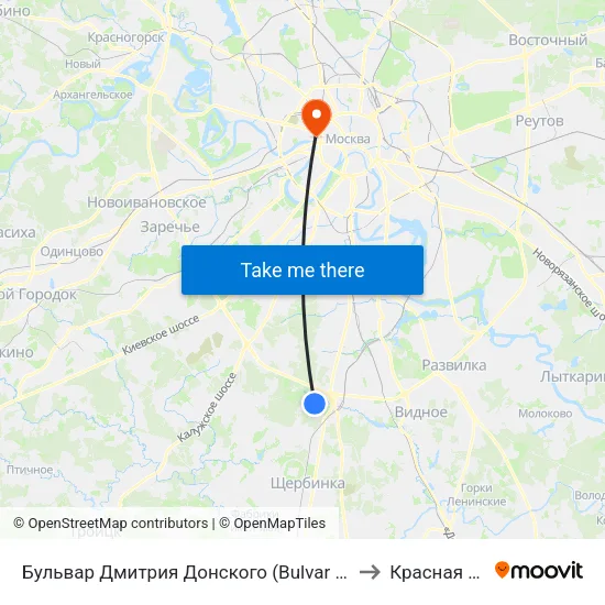 Бульвар Дмитрия Донского (Bulvar Dmitriya Donskogo) to Красная пресня map