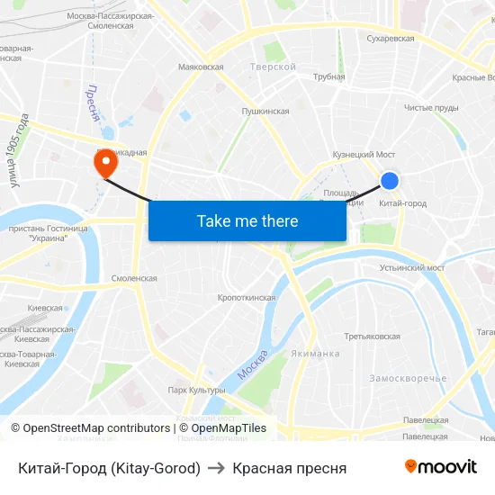 Китай-Город (Kitay-Gorod) to Красная пресня map
