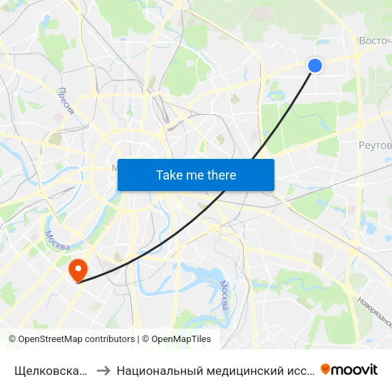 Щелковская (Schelkovskaya) to Национальный медицинский исследовательский центр эндокринологии map