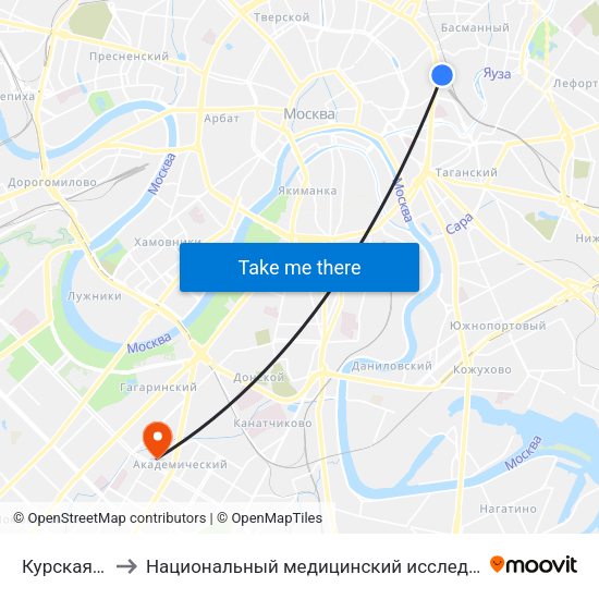 Курская (Kurskaya) to Национальный медицинский исследовательский центр эндокринологии map