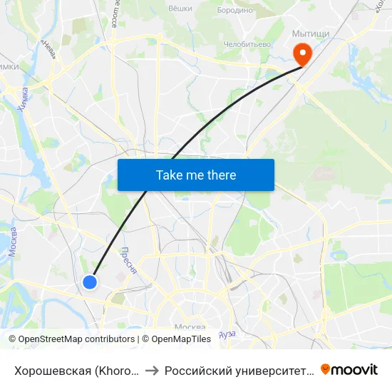 Хорошевская (Khoroshevskaya) to Российский университет кооперации map
