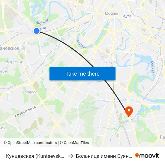Кунцевская (Kuntsevskaya) to Больница имени Буянова map