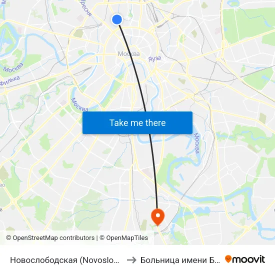 Новослободская (Novoslobodskaya) to Больница имени Буянова map