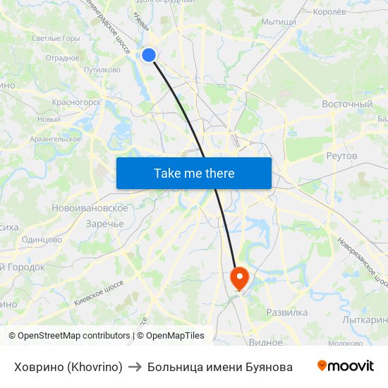 Ховрино (Khovrino) to Больница имени Буянова map