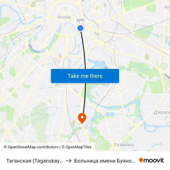Таганская (Taganskaya) to Больница имени Буянова map