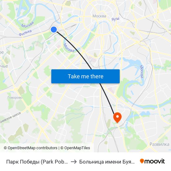 Парк Победы (Park Pobedy) to Больница имени Буянова map