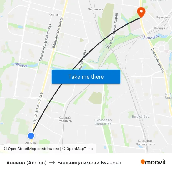 Аннино (Annino) to Больница имени Буянова map