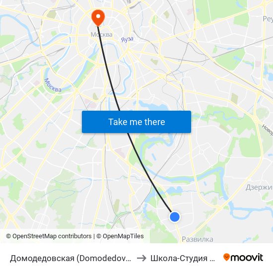 Домодедовская (Domodedovskaya) to Школа-Студия Мхат map