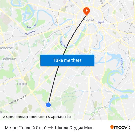 Метро "Теплый Стан" to Школа-Студия Мхат map