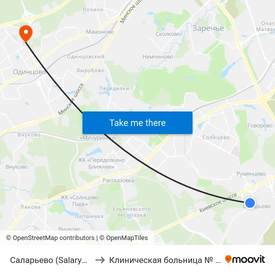 Саларьево (Salaryevo) to Клиническая больница № 123 map