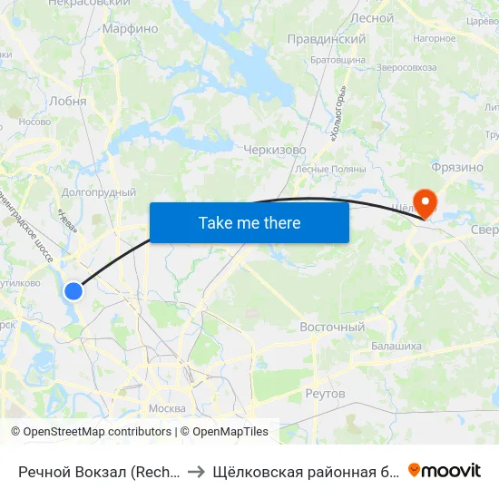 Речной Вокзал (Rechnoy Vokzal) to Щёлковская районная больница № 1 map
